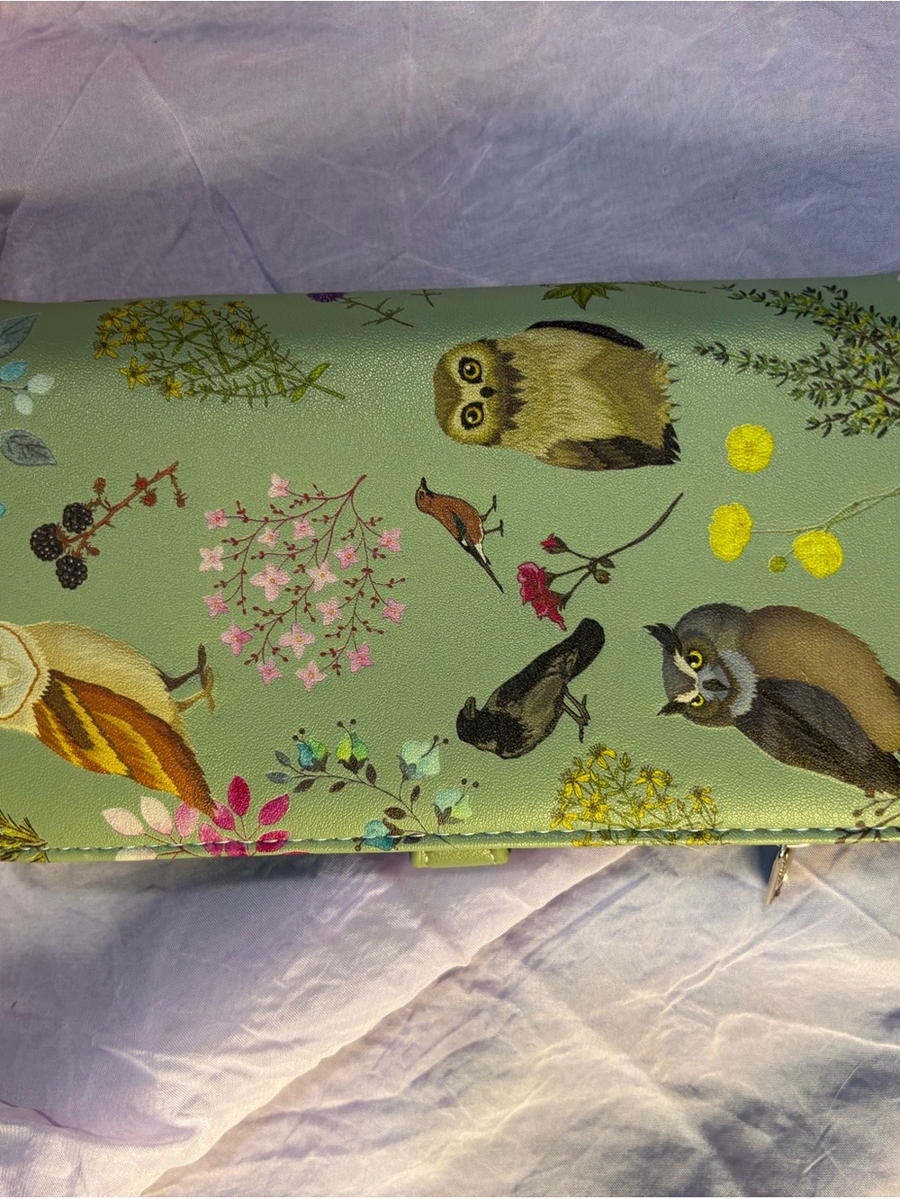 Shagwear  Vegan Leather Owl Wallet 7" Sage Green Forest Theme